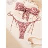 imageSOLY HUX Womens All Over Print Bandeau Bikini Sets Knot Front Tie Side Bathing Suits Two Piece SwimsuitBurgundy Floral