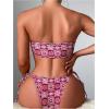 imageSOLY HUX Womens All Over Print Bandeau Bikini Sets Knot Front Tie Side Bathing Suits Two Piece SwimsuitHotpink Floral