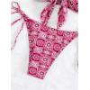 imageSOLY HUX Womens All Over Print Bandeau Bikini Sets Knot Front Tie Side Bathing Suits Two Piece SwimsuitHotpink Floral