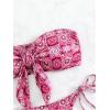 imageSOLY HUX Womens All Over Print Bandeau Bikini Sets Knot Front Tie Side Bathing Suits Two Piece SwimsuitHotpink Floral