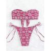 imageSOLY HUX Womens All Over Print Bandeau Bikini Sets Knot Front Tie Side Bathing Suits Two Piece SwimsuitHotpink Floral