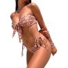 imageSOLY HUX Womens All Over Print Bandeau Bikini Sets Knot Front Tie Side Bathing Suits Two Piece SwimsuitMulticoloured Printed