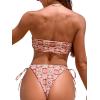 imageSOLY HUX Womens All Over Print Bandeau Bikini Sets Knot Front Tie Side Bathing Suits Two Piece SwimsuitMulticoloured Printed