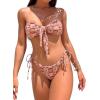 imageSOLY HUX Womens All Over Print Bandeau Bikini Sets Knot Front Tie Side Bathing Suits Two Piece SwimsuitMulticoloured Printed