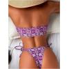 imageSOLY HUX Womens All Over Print Bandeau Bikini Sets Knot Front Tie Side Bathing Suits Two Piece SwimsuitPurple Floral