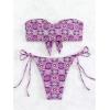 imageSOLY HUX Womens All Over Print Bandeau Bikini Sets Knot Front Tie Side Bathing Suits Two Piece SwimsuitPurple Floral