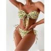 imageSOLY HUX Womens All Over Print Bandeau Bikini Sets Knot Front Tie Side Bathing Suits Two Piece SwimsuitYellow Floral
