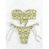 imageSOLY HUX Womens All Over Print Bandeau Bikini Sets Knot Front Tie Side Bathing Suits Two Piece SwimsuitYellow Floral