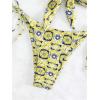 imageSOLY HUX Womens All Over Print Bandeau Bikini Sets Knot Front Tie Side Bathing Suits Two Piece SwimsuitYellow Floral