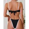 imageSOLY HUX Womens Contrast Binding Tie Back Bikini Set 2 Piece Swimsuit Bathing SuitsPlain Black