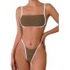 imageSOLY HUX Womens Contrast Binding Tie Back Bikini Set 2 Piece Swimsuit Bathing SuitsPure Coffee Brown