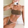 imageSOLY HUX Womens Contrast Binding Tie Back Bikini Set 2 Piece Swimsuit Bathing SuitsPure Coffee Brown
