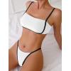 imageSOLY HUX Womens Contrast Binding Tie Back Bikini Set 2 Piece Swimsuit Bathing SuitsPure White