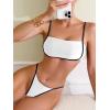 imageSOLY HUX Womens Contrast Binding Tie Back Bikini Set 2 Piece Swimsuit Bathing SuitsPure White