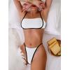 imageSOLY HUX Womens Contrast Binding Tie Back Bikini Set 2 Piece Swimsuit Bathing SuitsPure White