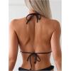 imageSOLY HUX Womens Halter Bikini Tops Frill Trim Triangle Bathing Suit Swimsuit TopsPlain Black