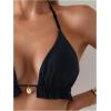 imageSOLY HUX Womens Halter Bikini Tops Frill Trim Triangle Bathing Suit Swimsuit TopsPlain Black