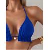 imageSOLY HUX Womens Halter Bikini Tops Frill Trim Triangle Bathing Suit Swimsuit TopsSolid Blue