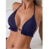 imageSOLY HUX Womens Halter Bikini Tops Frill Trim Triangle Bathing Suit Swimsuit TopsSolid Dark Blue