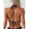 imageSOLY HUX Womens Halter Bikini Tops Frill Trim Triangle Bathing Suit Swimsuit TopsSolid Dark Blue