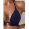 imageSOLY HUX Womens Halter Bikini Tops Frill Trim Triangle Bathing Suit Swimsuit TopsSolid Dark Blue