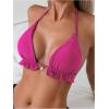imageSOLY HUX Womens Halter Bikini Tops Frill Trim Triangle Bathing Suit Swimsuit TopsSolid Hotpink