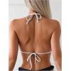 imageSOLY HUX Womens Halter Bikini Tops Frill Trim Triangle Bathing Suit Swimsuit TopsSolid White