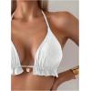 imageSOLY HUX Womens Halter Bikini Tops Frill Trim Triangle Bathing Suit Swimsuit TopsSolid White