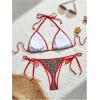 imageSOLY HUX Womens Leopard Print String Bikini Set Halter Triangle Tie Side Thong Bathing Suit Two Piece SwimsuitMulticoloured Leopard