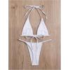 imageSOLY HUX Womens Metallic Bathing Suit Halter Micro Triangle Top Swimsuit String Thong Two Piece Bikini SetsPure White