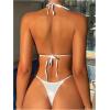 imageSOLY HUX Womens Metallic Bathing Suit Halter Micro Triangle Top Swimsuit String Thong Two Piece Bikini SetsPure White