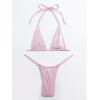 imageSOLY HUX Womens Metallic Bathing Suit Halter Micro Triangle Top Swimsuit String Thong Two Piece Bikini SetsSolid Light Pink