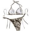 imageSOLY HUX Womens Snakeskin Print Swimsuit Halter Triangle Tie Side Bikini Sets Two Piece Bathing SuitsMulticoloured Snakeskin