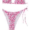 imageSOLY HUX Womens Swimsuits High Waisted Bikini Sets 2 Piece Sexy String Triangle Bathing SuitHot Pink Floral