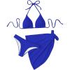 imageSOLY HUX Bikini Sets for Women Halter Triangle Bathing Suit with Beach Skirt 3 Piece SwimsuitSolid Royal Blue