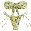 imageSOLY HUX Womens All Over Print Bandeau Bikini Sets Knot Front Tie Side Bathing Suits Two Piece SwimsuitYellow Floral