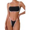 imageSOLY HUX Womens Contrast Binding Tie Back Bikini Set 2 Piece Swimsuit Bathing SuitsPlain Black