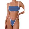 imageSOLY HUX Womens Contrast Binding Tie Back Bikini Set 2 Piece Swimsuit Bathing SuitsPure Blue