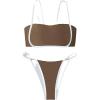 imageSOLY HUX Womens Contrast Binding Tie Back Bikini Set 2 Piece Swimsuit Bathing SuitsPure Coffee Brown