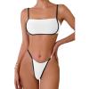 imageSOLY HUX Womens Contrast Binding Tie Back Bikini Set 2 Piece Swimsuit Bathing SuitsPure White