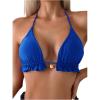 imageSOLY HUX Womens Halter Bikini Tops Frill Trim Triangle Bathing Suit Swimsuit TopsSolid Blue
