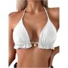 imageSOLY HUX Womens Halter Bikini Tops Frill Trim Triangle Bathing Suit Swimsuit TopsSolid White