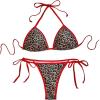 imageSOLY HUX Womens Leopard Print String Bikini Set Halter Triangle Tie Side Thong Bathing Suit Two Piece SwimsuitMulticoloured Leopard