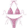 imageSOLY HUX Womens Swimsuits High Waisted Bikini Sets 2 Piece Sexy String Triangle Bathing SuitHot Pink Floral
