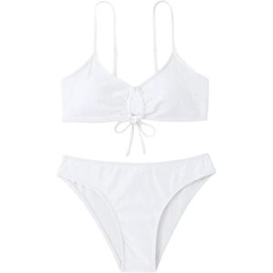 imageSOLY HUX Womens Spaghetti Strap Bikini Set Bathing Suit 2 Piece SwimsuitsPure White