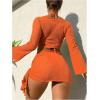 imageSOLY HUX Bathing Suit for Women 4 Piece Halter Triangle Bikini Sets Swimsuit with Cover UpPlain Orange