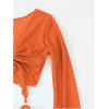 imageSOLY HUX Bathing Suit for Women 4 Piece Halter Triangle Bikini Sets Swimsuit with Cover UpPlain Orange