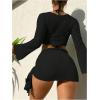 imageSOLY HUX Bathing Suit for Women 4 Piece Halter Triangle Bikini Sets Swimsuit with Cover UpPure Black