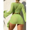 imageSOLY HUX Bathing Suit for Women 4 Piece Halter Triangle Bikini Sets Swimsuit with Cover UpPure Lime Green