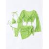 imageSOLY HUX Bathing Suit for Women 4 Piece Halter Triangle Bikini Sets Swimsuit with Cover UpPure Lime Green
